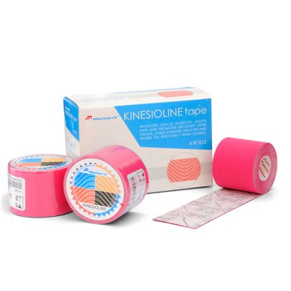 кинезио розовый коробка и 3 рулона 5м Pharmacels® KINETICLINE Tape